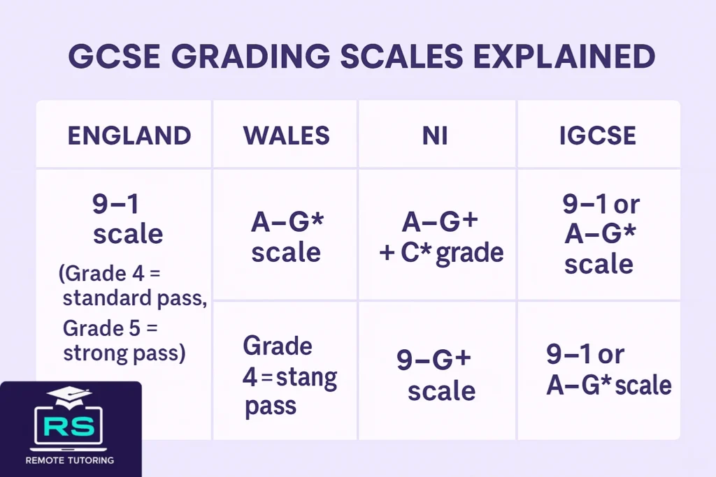 How Do GCSEs Work? Guide for Parents, Students, and Private Candidates (2025) 4 GCSE grading scales England Wales Northern Ireland IGCSE