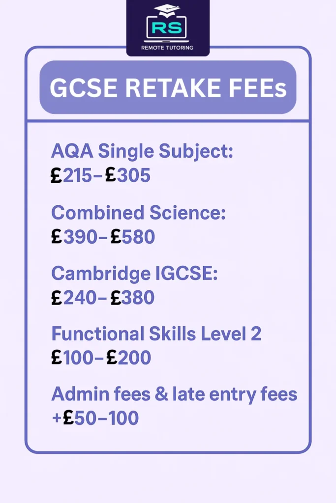 GCSE official RETAKE FEE