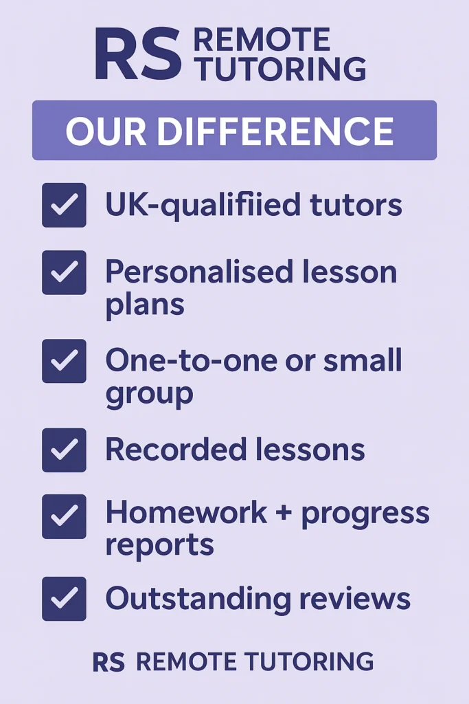 Online Tuition: How It Works, Benefits, Tools & Success Stories (2026 Guide) 6 RS Remote Tutoring Difference – Why Choose Us