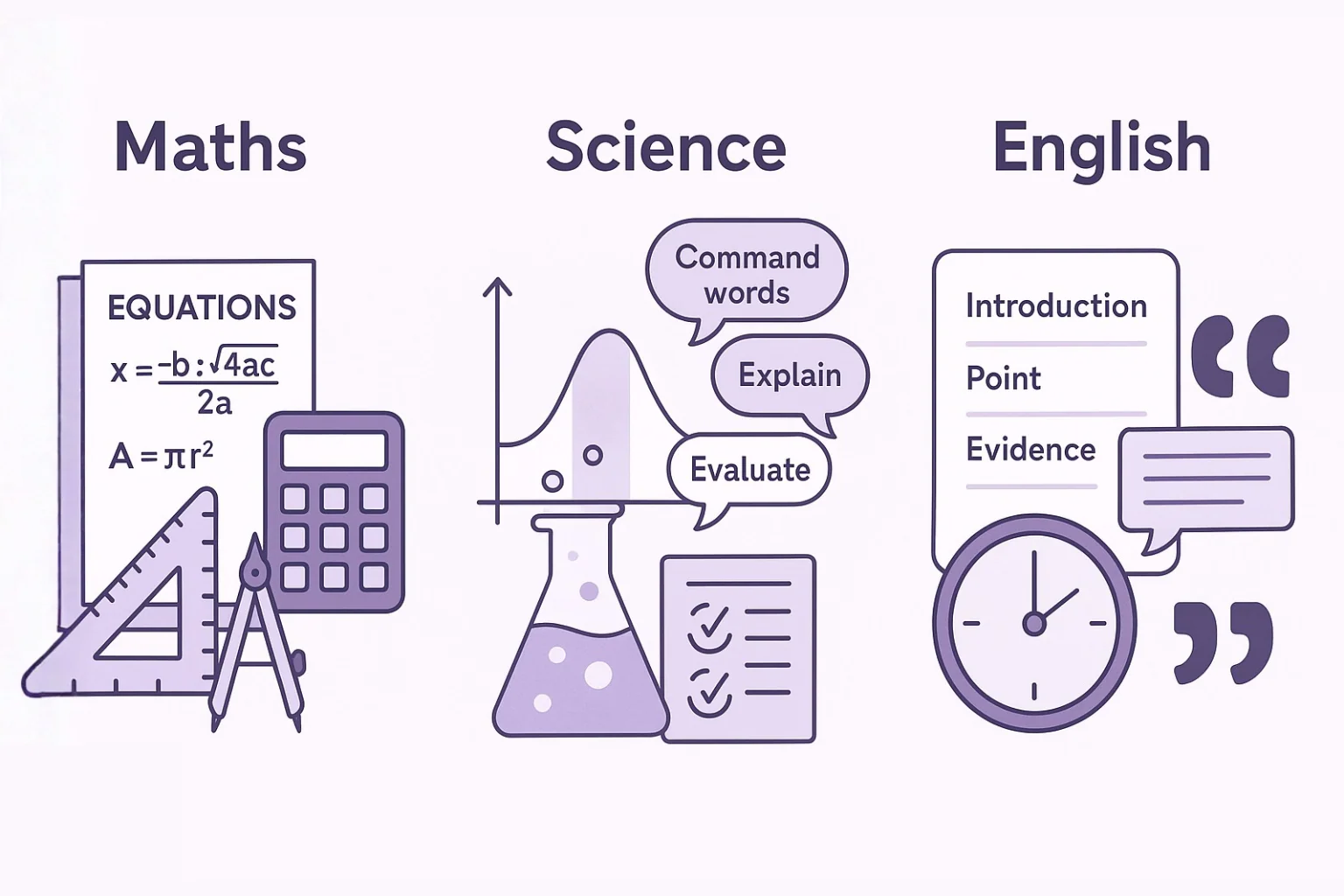 GCSE subjects, maths science english revision, core GCSE guide, study plan, GCSE topics explained