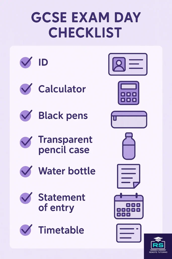 GCSE Exam day checklist
