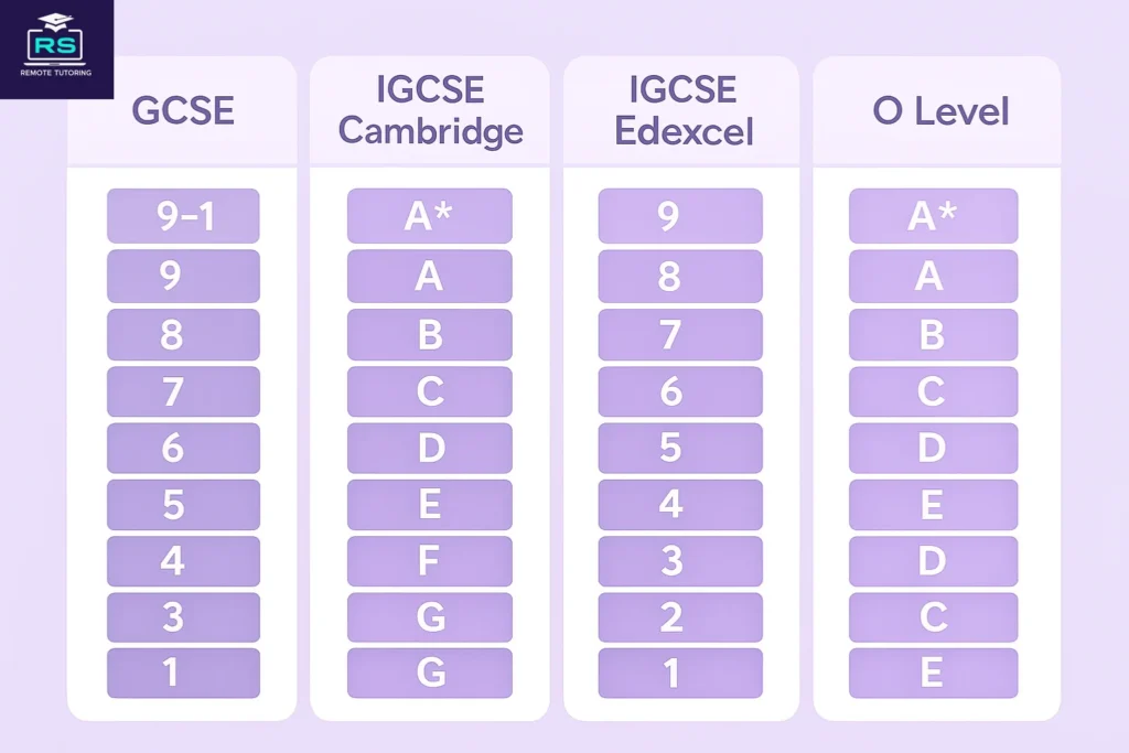 Grading System of GCSE, IGCSE and O-Levels