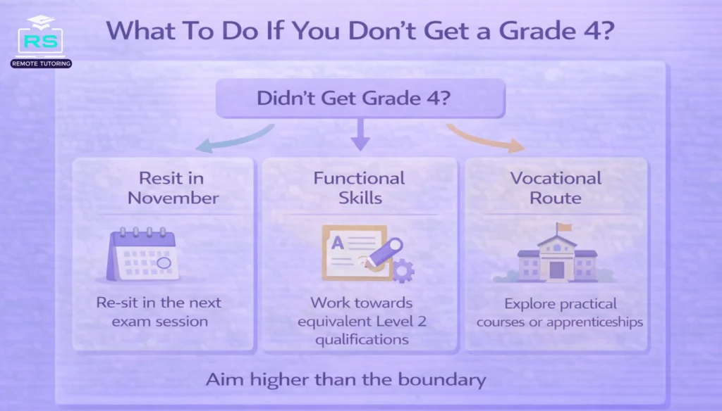 What to do if you don't get grade 4 in GCSE result