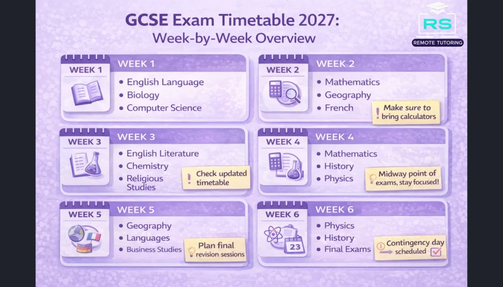 GCSE Exam Timetable 2027: Key Dates & Full Guide 2 GCSE exam timetable 2027 by week