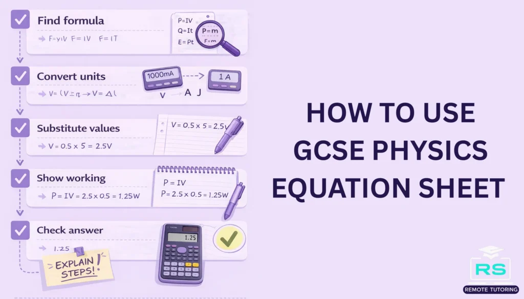 How to use GCSE physics equation sheet
