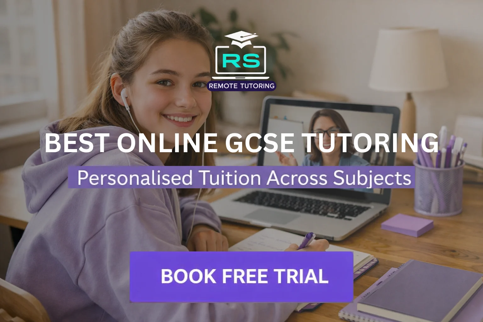 GCSE student working through an exam question in a one-to-one online tutoring lesson