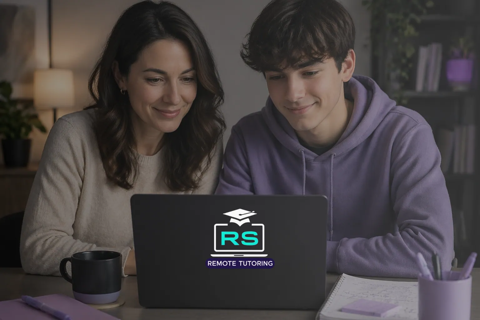 Parent and student reviewing GCSE tutoring progress together online