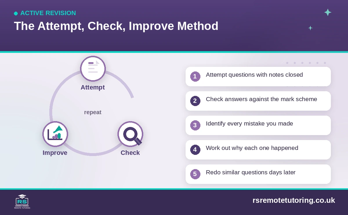 The attempt, check, improve revision method for maths