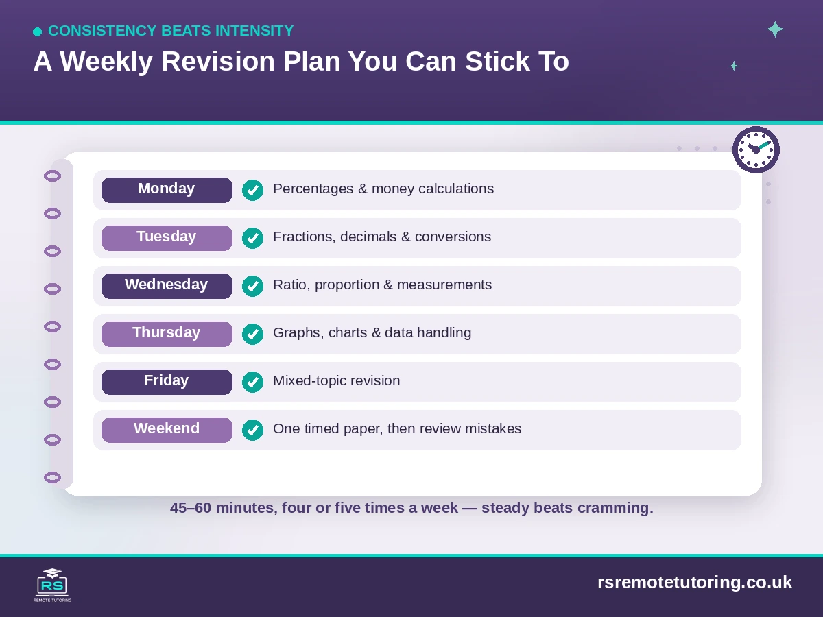 A weekly Functional Skills Maths Level 2 revision plan