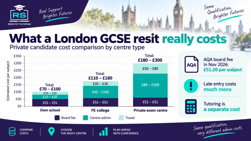 How to Find an Exam Centre for a GCSE Resit as a Private Candidate in London 3 Cost comparison of GCSE resit fees for private candidates at different London centre types