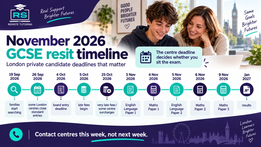 How to Find an Exam Centre for a GCSE Resit as a Private Candidate in London 2 Timeline of November 2026 GCSE resit deadlines for private candidates in London