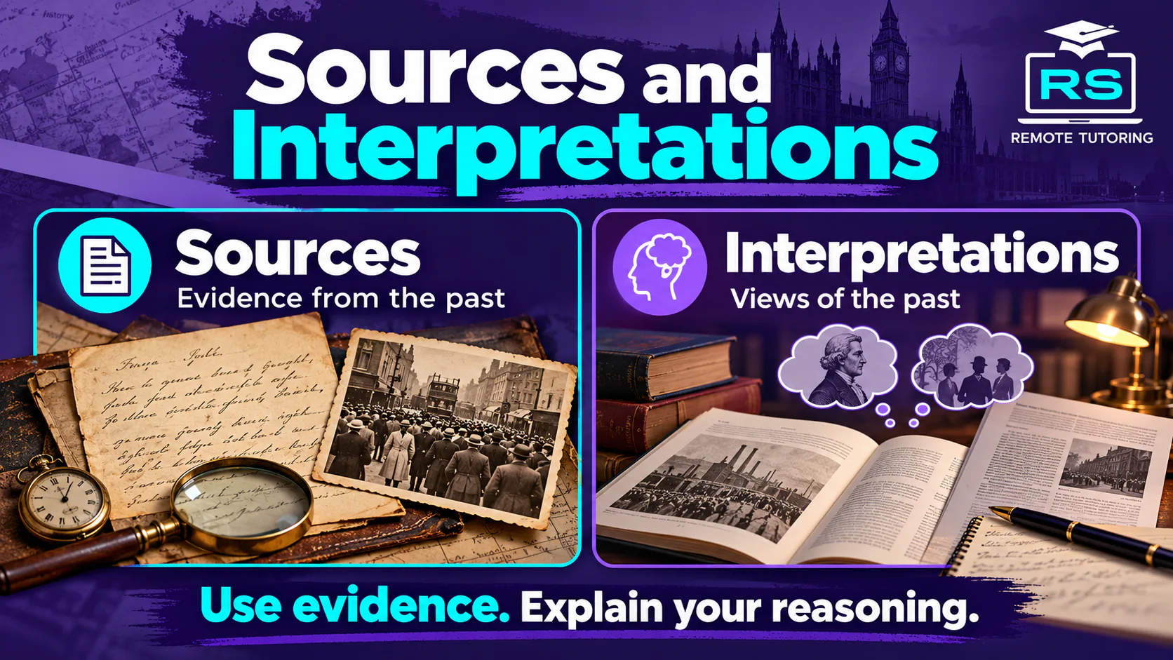 History sources and interpretations: evidence from the past and views of the past.